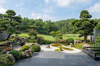 create photorealistic 3d render of your landscape yard, pool, and resort concept