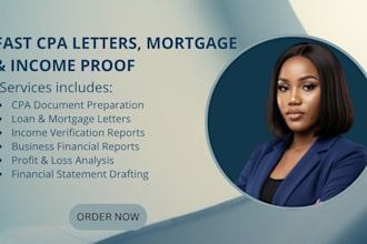 draft CPA letter, mortgage letter and income verification fast