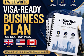 write startup visa business plan for UK canada USA, immigration visa approval