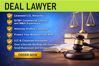 help structure and draft business agreements for transactions as a US attorney