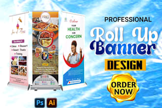 design a modern roll up banner retractable banner or pop up display