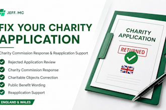 fix rejected UK charity application and answer charity commission queries