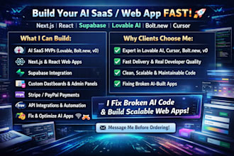 build ai saas mvp with lovable dev, bolt new, v0, replit, cursor ai supab