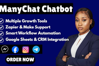 create manychat and uchat chatbot for instagram, facebook, and whatsapp