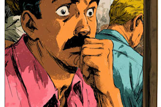 draw a professional cartoon comic strip for your story