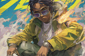 create anime emo rap hiphop album music cover art