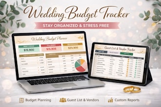 design a professional wedding budget spreadsheet and planning tracker