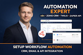 do n8n automation expert zoho crm twillo zapier api, ai email workflow