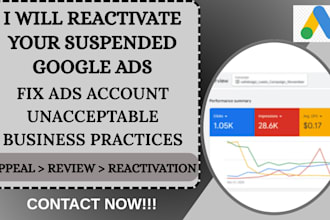 reactivate google ads account suspension for unacceptable business practices