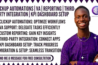 clickup automations VA reporting third party integration KPI dashboard setup