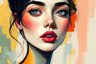 illustrate a expressive abstract art portrait modern aesthetic