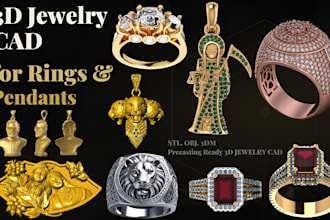 create jewelry cad design for rings pendants and necklaces stl and casting ready
