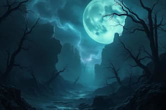 do mystical horror dark environment concept art or landscape