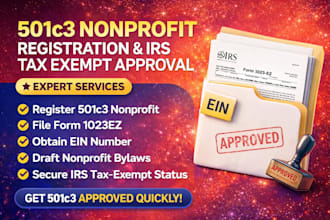 register your 501c3 nonprofit file 1023ez for irs tax exempt approval ein bylaws