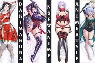 draw custom anime dakimakura body pillow waifu nsfw sfw vtuber art anime style