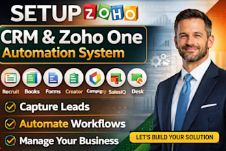 setup zoho CRM, zoho one, recruit, books, forms, creator, campaign, salesiq,desk