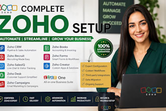 setup zoho CRM, zoho one, recruit, books forms, creator, campaign, salesiq, desk