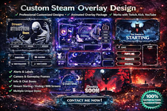 do custom steam overlay animated twitch overlay vtuber overlay for steamers