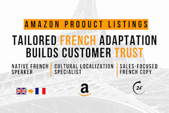 french translation and adaptation for amazon product listings