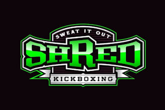 design shred kickboxing fitness facility logo