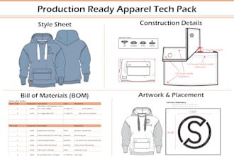 create a production ready apparel tech pack