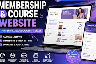 build kajabi thinkfic membership and online course website with subscriptions