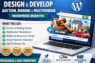 design redesign auction website bidding web multivendor website landing page