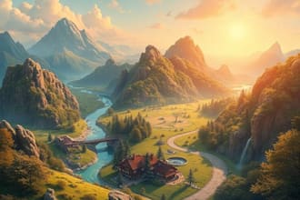 illustrate environments landscapes board game concept