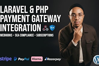 do payment gateway integration stripe paypal klarna razorpay in laravel PHP