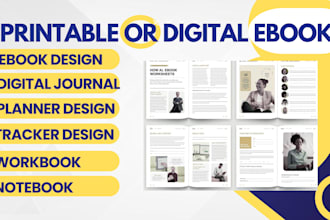design custom printable or digital journal, planner, tracker and workbook design