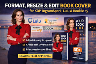 professionally format book cover for KDP, ingramspark, lulu, bookbaby
