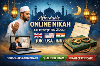 affordable online nikah ceremony via zoom UK, USA, ind