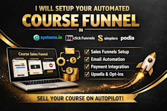 set up your automated course funnel in systeme io clickfunnels simplero podia