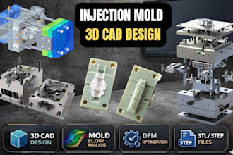 design 3d injection mold for plastic manufacturing, dfm analysis in solidworks