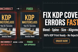 fix KDP cover size, bleed, and alignment issues for upload