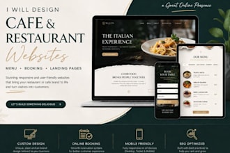 design cafe website menu booking restaurant website with food ordering