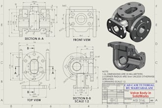 convert sketch to cad model, 3d cad modeling and technical drawing in solidworks