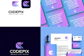 design gradient minimalist logo and complete brand kit