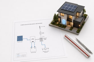hybrid solar battery design w sld, permit set for home backup nec