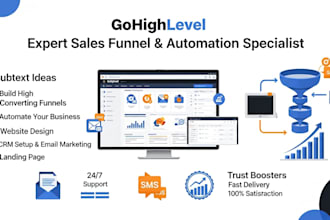 set up  gohighlevel CRM automation and sales funnel