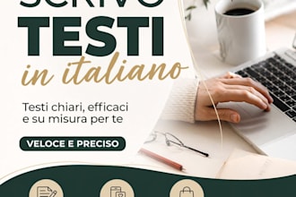 scrivo testi in italiano per siti prodotti o social