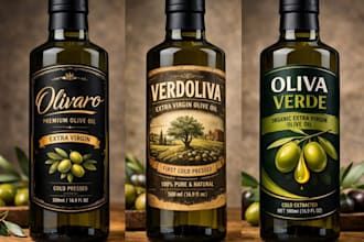 do label and logo for oil, olive oil, cooking oil, honey, food oil, box, milk