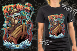 draw lowbrow illustration for t shirt design, apparel, etc