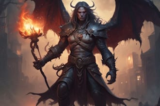 do a character design of a fantasy, horror and thriller
