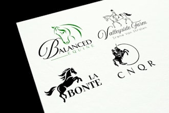 create horse equine equestrian farm animal dog logo design