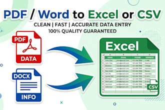 convert PDF , word to clean excel or CSV fast and accurately