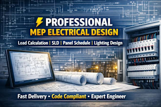 design mep electrical systems, load calculations, sld, and panel schedules