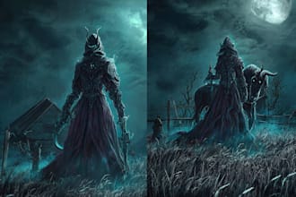 create dark art, horror or skull artworks illustration