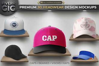 do custom caps, beanies and hats mockup with techpack for your clothing brand