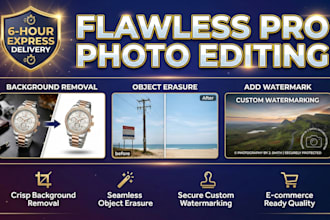 do pro photo editing, remove background, objects and add a watermark